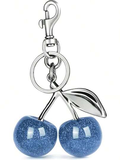 1pc Cherry Shaped Keychain Bag Charm - Car Cherry Accessory Keyring, Women's Christmas/Valentine's Day Gift (Size: 4.3in/10.92cm X 2.6in/6.6cm, Cherry Size: 1.18in/3cm)