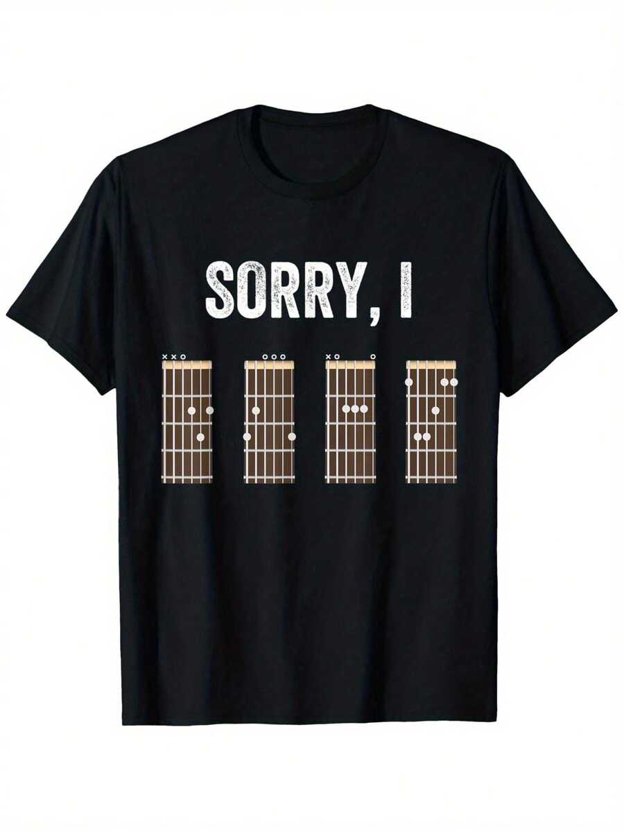Men's Funny Music Guitar Chords T-Shirt - "Sorry I DGAF" (Sorry, I Play Guitar) - Heavyweight 180gsm Cotton Tee - Black With White Chord Progression - Sizes S-XXXL - Perfect Gift For Musicians & Guitar Lovers - Casual Streetwear For Concerts & Practice - 3D Gorilla Print & Guitar Chords Design - 100% Pure Cotton - Machine Washable - Round Neck - Relaxed Fit, Mens Tshirt, Tshirt For Men - 黑色 - 查看 1