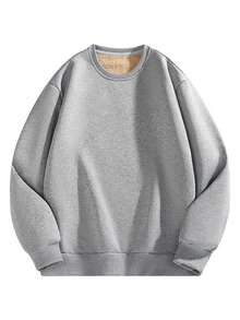 男士保暖内衬卫衣，户外休闲运动防风保暖套头连帽衫，适合秋冬季滑雪 - 灰色 - 查看 4