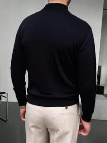 1 pieza Suéter de cuello alto negro para hombre, casual y versátil para uso diario, cálido atuendo urbano para actividades al aire deportes, adecuado para Halloween, otoño/invierno