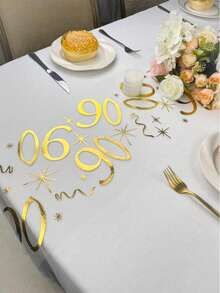 1/2pc 11inch*118/196/393inch Foil Printed Birthday Number Table Runner, Suitable For Festivals, New Year, Christmas, Halloween, Wedding, Birthday Party And Daily Use - Multicolor - View 48