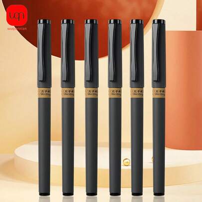 3/6/12 Stücke 0,5mm Geschäfts-Rollkugelschreiber mit schwarzer Tinte, hohe Wasserfestigkeit, Geschäfts-Grau-Kappe mit Clip-Design, Büroartikel, Schulsaison