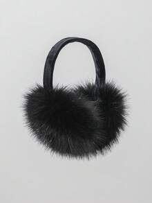 1 unidade de protetores auriculares de pelúcia fofos da linha Dark Series para mulheres, adequados para uso externo, na cor branca.