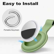 1 To 4 Pack Available For AirTag Holder Compatible With Air Tag Case Keychain Silicone For AirTags Key Ring Tags Chain For Apple For GPS Item Finders Accessories,Black - E4-青綠色 - 查看 5