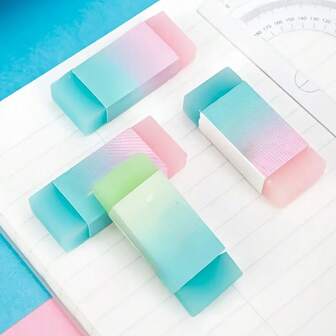 一套10块7色橡皮擦，Sassafras 1081果冻色渐变橡皮擦，学生用可擦洗橡皮擦，不留痕迹，绘画橡皮擦，学生礼物