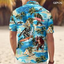 Cool Bigfoot Men's Hawaiian Shirt, Funny Sasquatch Unisex Short Sleeve Button Shirthalloween - Bãi biển Bigfoot - Xem 5
