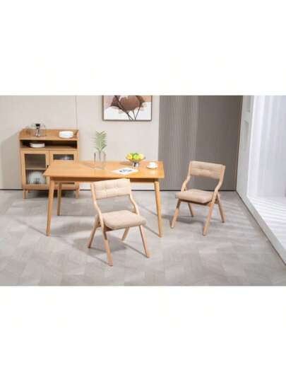 HOMEFUN Folding Chairs Cushion, Wooden Padded Pack, Portable Assembled Dining Stoel Guests Kitchen Office Wedding Kaki view 3
