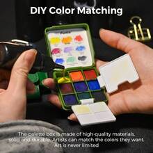 Pocket Watercolor Set, Travel Artist Outdoor Sketch Watercolor Kits With 2 Foldable Watercolor Palettes, Portable Leather Case And Metal Clip, Art Lovers