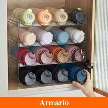 Lifewit Organizador de Botellas Apilable para Armario, Frigorfico, Despensa - Portabotellas de Plstico para Almacenar en Encimera, Armario, Oficina - Pack de 4, Cada Bandeja Admite 4 Recipientes - 16 botellas - Ver 7