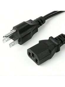 Cable de Corriente CPU Trifásico Para PC Alimentación de Monitor, Computadora, Impresora - Negro - Ver 3