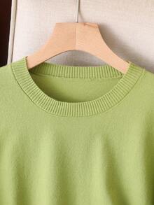 GIGOGOU 女士薄款保暖休闲毛衣上衣，柔软舒适，简约时尚，秋季服装 - 綠色 - 查看 4