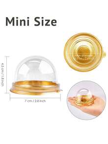 50pcs Mini Cake Boxes, Transparent Plastic Small Cupcake Boxes With Round Dome Lids, Sets Of Thickened Round Egg Yolk Pastry Packaging Boxes With Lid And Bottom Dessert Cake Tray Single Dessert Transparent Packaging Box