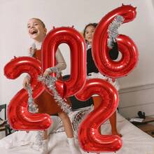 4pcs/Set 40-Inch 2026 Foil Number Balloons, Available In Multiple Colors, Suitable For New Year Decoration, 2026 New Year Decoration, 2026 New Year's Eve Party Supplies, Holiday Decoration - Multicolor - View 5