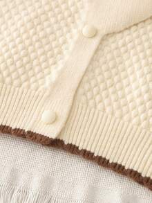 2pcs Girls Rabbit Knitted Cardigan & Skirt Set, Cute Winter Outfit For Young Girl - Beige - View 5