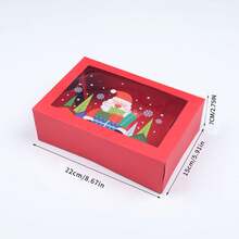 6pcs/12pcs Transparent Window Cookie & Candy Packaging Boxes, Wholesale Christmas Gift Boxes - Red - View 4