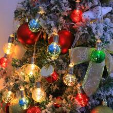 LED Green Christmas Ball String Lights (New Style) - Battery Operated (No Batteries Included), Great For Christmas Tree Decor, Garden Holiday Lighting & Indoor Festival Ambiance