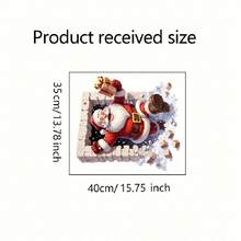 ملصق حائط زخرفي لعيد الميلاد قطعة واحدة، ملصق تأثير جدار مكسور 3D لسانتا كلوز، ملصق جداري ذاتي اللصق من البي في سي، مناسب لغرفة المعيشة والنوم والمدخل وديكور حفلة عيد الميلاد