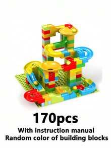 130pcs/170pcs/260pcs/340pcs Children Large Building Blocks Toys, Early Education Stacking Puzzle Marble Run Playset, Birthday Gift For Boys And Girls - Multicolor - View 9