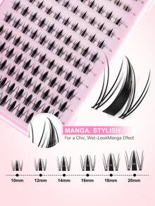 240 D 卷曲睫毛延长 DIY 套装 30D+40D+50D+60D 混合睫毛套装，10-16 毫米簇状 D 卷曲单根睫毛，柔软蓬松，迷你旅行友好型浓密睫毛套装，含胶水、密封剂和镊子，适合家庭使用