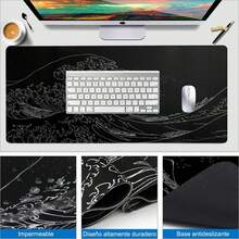 MOYAC Mouse Pad para Juegos XXL (300 * 800 mm), Alfombrilla Ratón Impermeable y Antideslizante, Suave y Cómoda, Accesorio de Escritorio, Mousepad para Oficina, Computadoras, Laptops (Olas de Kanagawa) - Samurái - Ver 7