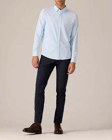 Men's Commuter Shirt, Performance Dress Shirts For Men, Machine Washable, Wrinkle Resistant, Slim Fit Button Down Shirthalloween - Blue Stripe - View 11