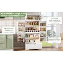 Freestanding Kitchen Storage Cabinet Measuring 80*40*180cm With Adjustable Shelves, Drawers, Bottle Rack, And Drawers With Adjustable Shelves. Suitable For Dining Rooms And Living Areas. Industrial Style. - 1 - 查看 6