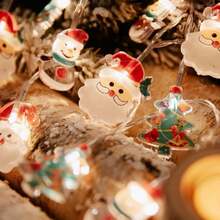 1 pieza 10/20/40 LED Luces de Navidad para niños, luces de hadas, con diseños de muñeco de nieve, Papá Noel, árbol de Navidad, a pilas, adecuadas para Navidad, vacaciones, Acción de Gracias, Año Nuevo, hogar, fiesta, interior, alféizar de la ventana, chimenea, guardería, decoración de dormitorio y regalos de Navidad (baterías no incluidas)