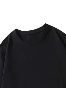 Unisex T-Shirts For Men, Short Sleeves, Short Sleeve T-Shirts, Spring Clothes, Summer Clothes, Clothes, Tops, Loose Fit, Big Silhouette, Graphic Print, Design, Gift, Present, Street, Spring, Summer, Autumn, Winter, Men's - 黑色 - 查看 2