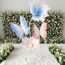 大型丝绸蝴蝶人造手工花，户外摄影婚礼装饰道具（仅花头，无基部或茎）