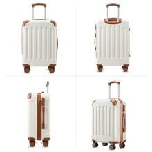 五件套行李箱，硬壳拉杆箱带万向轮，TSA海关锁，含洗漱包，适合家庭旅行，拉杆箱，万向轮拉杆箱，旅行箱，硬壳拉杆箱，手提箱，男女旅行必备，适合度假、商务出行，大容量旅行必备，旅行配件，旅行收纳整理，旅行用品 - 米色 - 查看 9