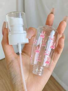 Sticlă de călătorie reîncărcabilă transparentă cu model papion, dozator demachiant, 30ml, 60ml, 100ml, dozator portabil cu pompă, potrivit pentru dizolvant de ojă, toner și dizolvant de machiaj, design cu cupolă, doar spălare manuală, reutilizabilă, sticlă demachiant, portabilă de călătorie, sticlă cu pulverizator, dozator de loțiune, sticlă cu presare