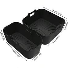 Air Fryer Liners Silicone Basket 2 Pieces NonStick Reusable Steamer Tray with Heat Resistant Design for Cooking Baking Meat Vegetables Snacks Kitchen Restaurant Picnic Outdoor Use - Negro - Ver 3