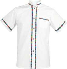 Men's Short Sleeve Mexican Guayabera Shirts Made In Mexico, Multiple Colorshalloween - 白色 - 查看 1