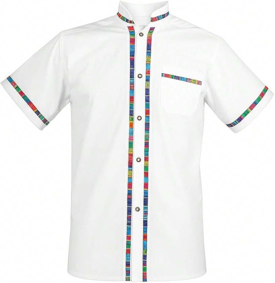 Men's Short Sleeve Mexican Guayabera Shirts Made In Mexico, Multiple Colorshalloween - 白色 - 查看 1