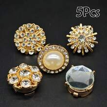 1/3/5pcs Shirt Buttons, Invisible Detachable Buttons, Rhinestone Covered Cuff Buttons For Women Clothing Decoration