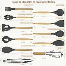 33 Piezas Juego de Utensilios de Cocina Antiadherentes, con Silicona Resistente Al Calor sin BPA, Utensilios De Silicona Para Cocinar Para Cocinas Integrales, Caqui, Gris - Gris - Ver 4