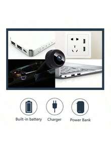 1pc Mini Hidden Wireless Camera With Stand, WIFI Connection, Controllable Via Mobile App, Suitable For Living Room, Office, Car And Outdoor - Black - View 8