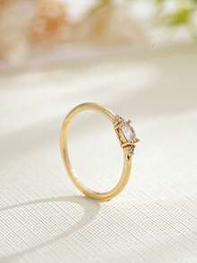 1 pieza Anillo con baño de oro de 18K, piedra natal de diciembre, diseño sencillo adecuado para hombres y mujeres, regalo de cumpleaños - Multicolor - Ver 17