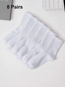 6pairs Men Solid Crew Socks - White - View 6