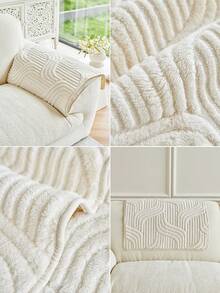 1 件毛绒天鹅绒提花沙发垫防滑宠物友好型座垫，冬季版加厚保暖沙发套，适用于 1-4 人座沙发装饰保护套，可机洗 - 彩色 - 查看 7