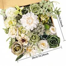 Artificial White Green Dahlias Combo Box Set, Silk Flower For DIY Wedding Bouquets Centerpieces Arrangements Baby Shower Party Home Decorations - 白綠色 - 查看 3