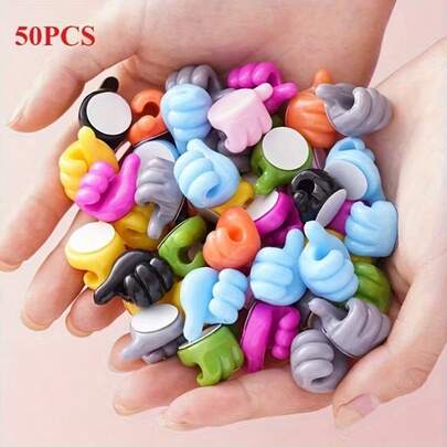 50 Hand Hooks, Little Finger Chargers, Storage, Phone Cables, Data Cables, Multifunctional Finger Hooks, Data Cable Clips, Practical Hooks, Suitable For Kitchens And Living Rooms,