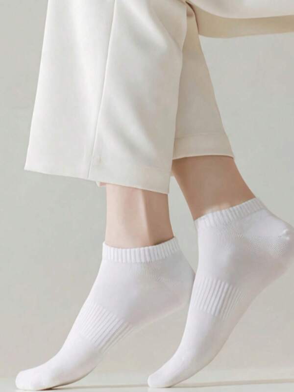 5 pares de calcetines blancos, ligeros y cómodos, adecuados para el verano, minimalistas y versátiles, transpirables y resistentes al olor, calcetines de moda para mujeres