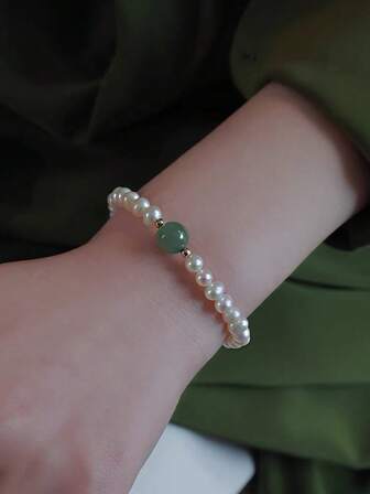 1pc Vintage Elegant Faux Pearl Bracelet, Suitable For Women's Daily Wear