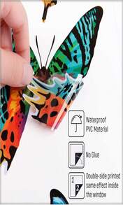 Whaline 24Pcs Colorful Butterfly Window Clings Double-Sided Anti-Collision Window Decals To Prevent Bird Strikes On Glass Non-Adhesive Static Butterfly Cling Stickers For Home Glass Door - MàuA - Xem 4
