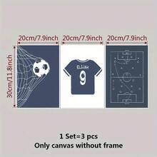 3pcs Set Customized Football Jersey Canvas Print Poster, Personalized Name And Number, Perfect Gift For Sports Fans, Also Suitable For Bedroom, Living Room Or Home Office Decor, Unframed Wall Art, Birthday Gift - Color - View 12