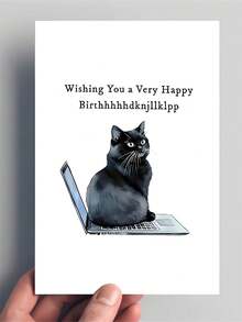 1 Stück, verspielter Katze auf Laptop Geburtstagskarte, hochwertige Papier Grußkarte mit Umschlag, humorvolle Wünsche für Familie, Freunde, Sohn, Tochter, Freundin, Klassenkameraden, für alle Anlässe - Verschiedenfarbig - Übersicht 8