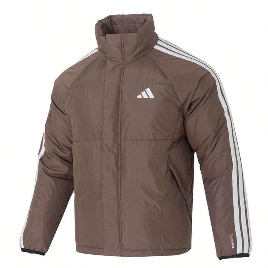 Adidas 3S LW D JKT Cotton Down Jacket (80% Duck Down) Warm Men's Clothing For Jogging And City Walking KC2 - Rock Layer Deep Soil Brown - View 1