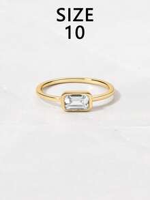 1pc S925 Sterling Silver Rectangular Zirconia Casual Elegant Ring, Versatile Jewelry Gift For Women, Suitable For Daily Wear, Parties And Festivals