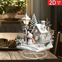 2D Décoration de bureau en acrylique en forme de maison de bonhomme de neige, chalet de bonhomme de neige polyvalent classique, cadeau idéal pour les amis et la famille, convient pour le bureau, la maison, le jardin, le patio, la décoration intérieure/extérieure